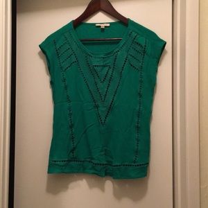 Skies Are Blue Reginald Crochet Detail Green Top